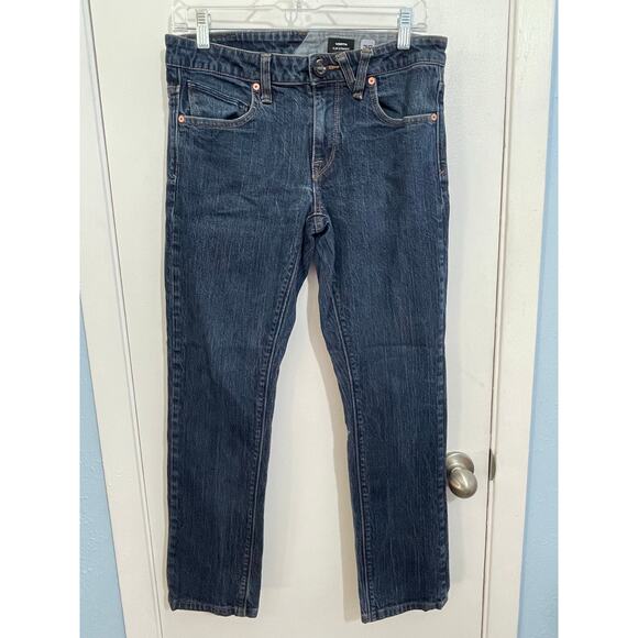 Volcom Vorto Jeans Size 30x28 Mid Rise Dark Wash Slim Straight Workwear - Picture 1 of 7